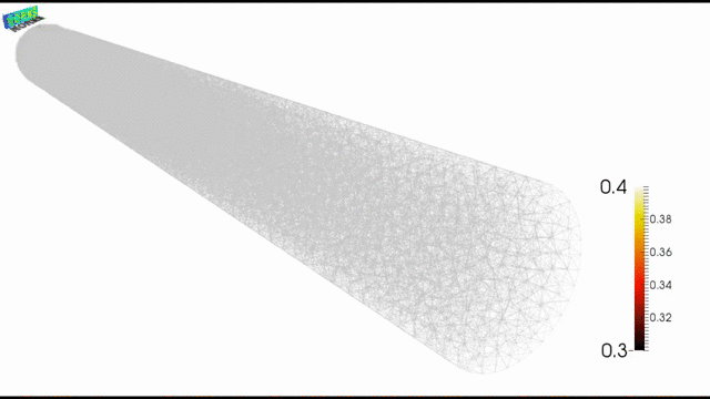 Immiscible porous media flow displacement generating fingering modelled with mesh adaptivity.