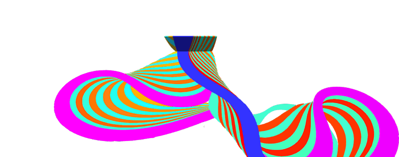 Surface-based representation of a meandering channel.